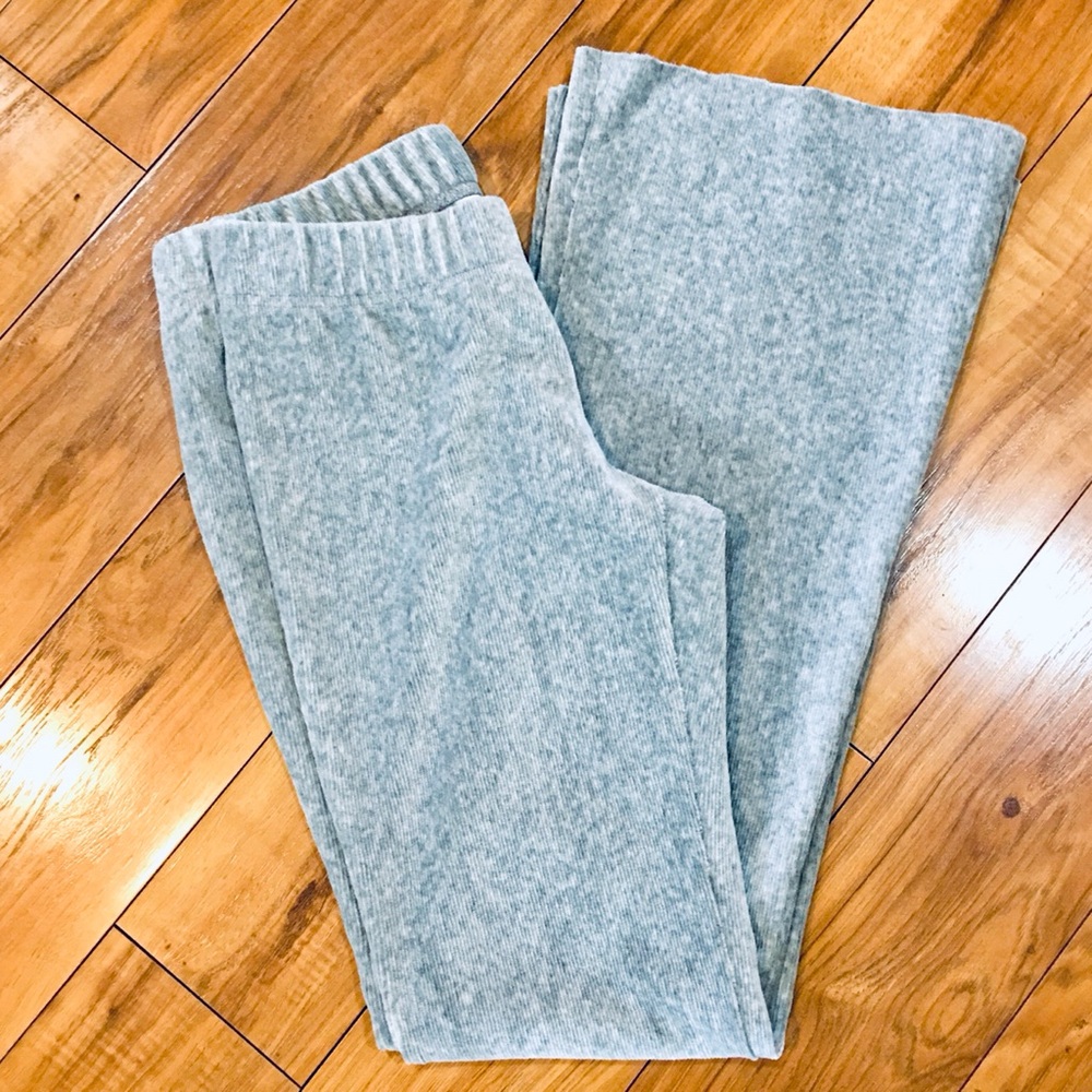 Wild Fable ribbed knit cotton pants wide leg leggings grey gray raw  hem small